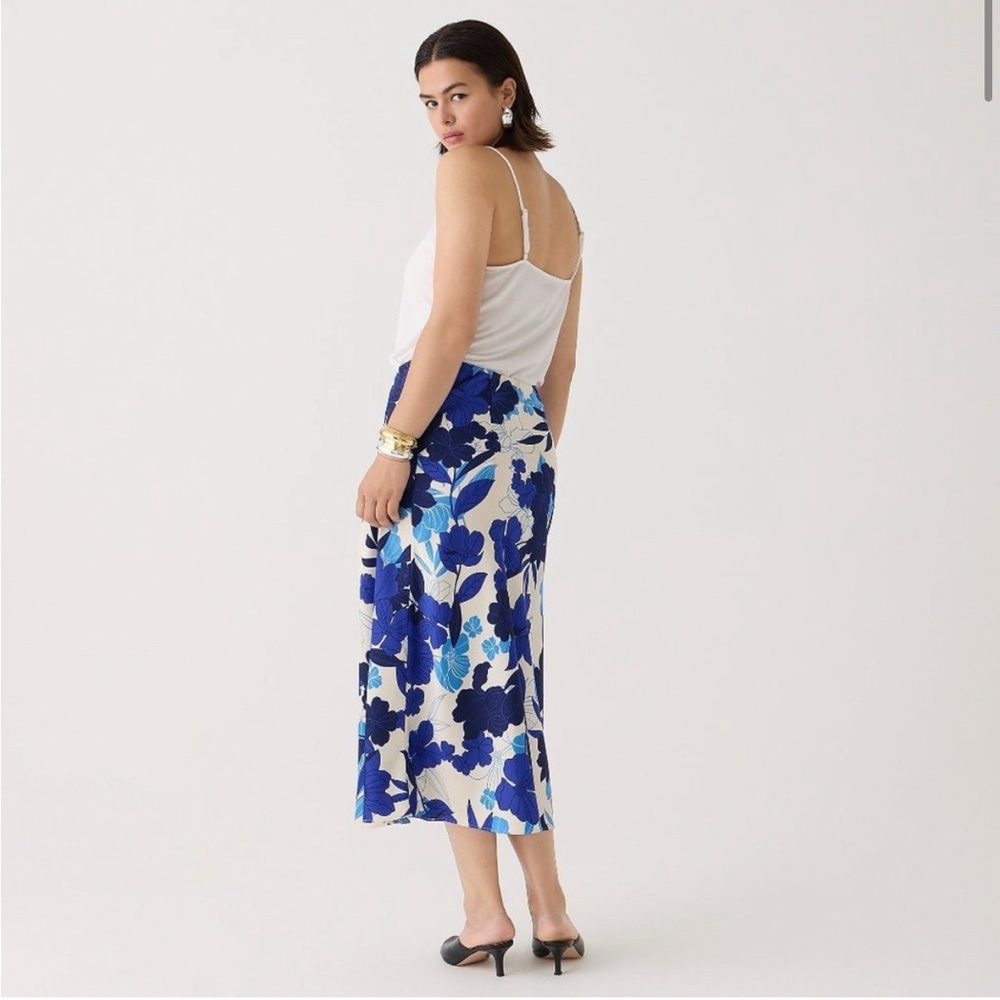 J. Crew Gwyneth slip skirt, painted floral, size large - Picture 2 of 8